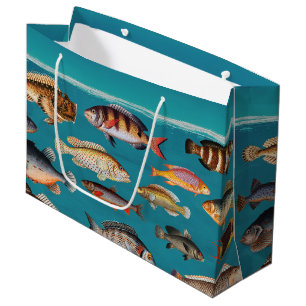Bolsa De Regalo Grande Pescado colorido bajo el agua del océano azul