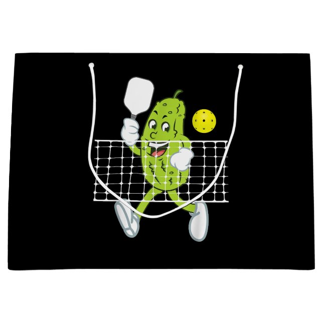 Bolsa De Regalo Grande Pickle Jugando Pickleball - Divertido Paddle (Anverso)