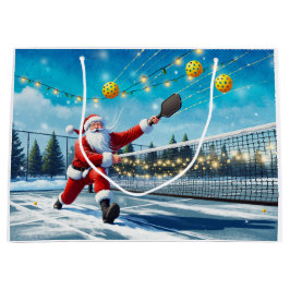 Bolsa De Regalo Grande Pickleball Christmas lleva a Santa Claus en el par