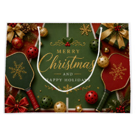 Bolsa De Regalo Grande Pickleball Feliz Navidad