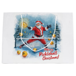 Bolsa De Regalo Grande Pickleball Navidad con Santa Claus en el partido