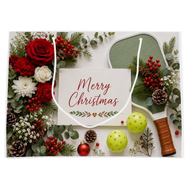 Bolsa De Regalo Grande Pickleball temática de Navidad  (Anverso)