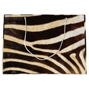 Bolsa De Regalo Grande Piel animal Cebra Safari Marrón Blanco Negro