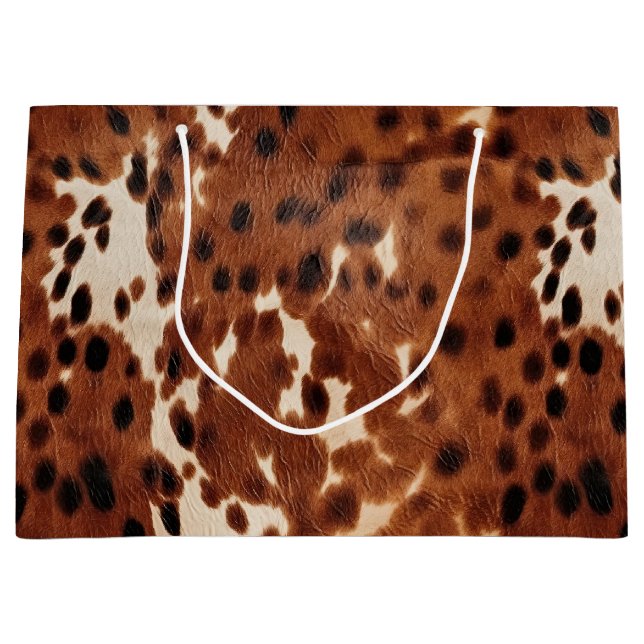 Bolsa De Regalo Grande Piel de vaca de Crema Marrón Occidental (Anverso)