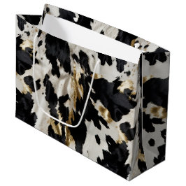 Bolsa De Regalo Grande Piel de vaca de lechera de oro blanco negro