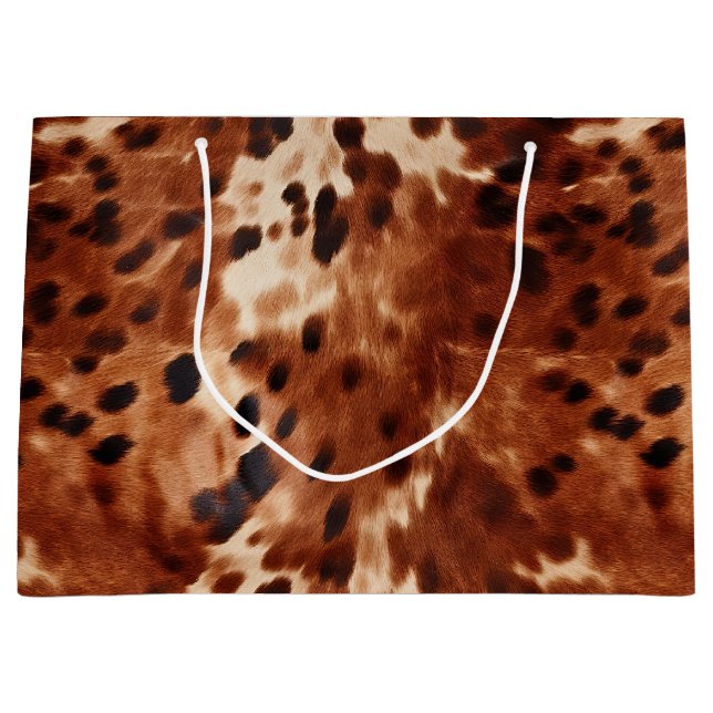 Bolsa De Regalo Grande Piel de vaca negro marrón blanco occidental (Anverso)