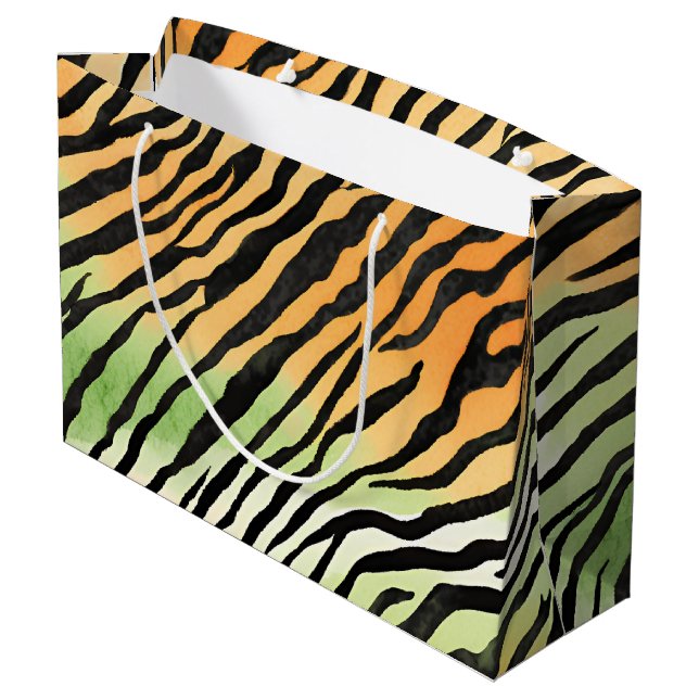 Bolsa De Regalo Grande Pieles modernas de tigre a rayas Imprimir felinos  (Angulo reverso)