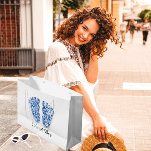 Bolsa De Regalo Grande Pies de Baby Shower es blanco de una marina azul