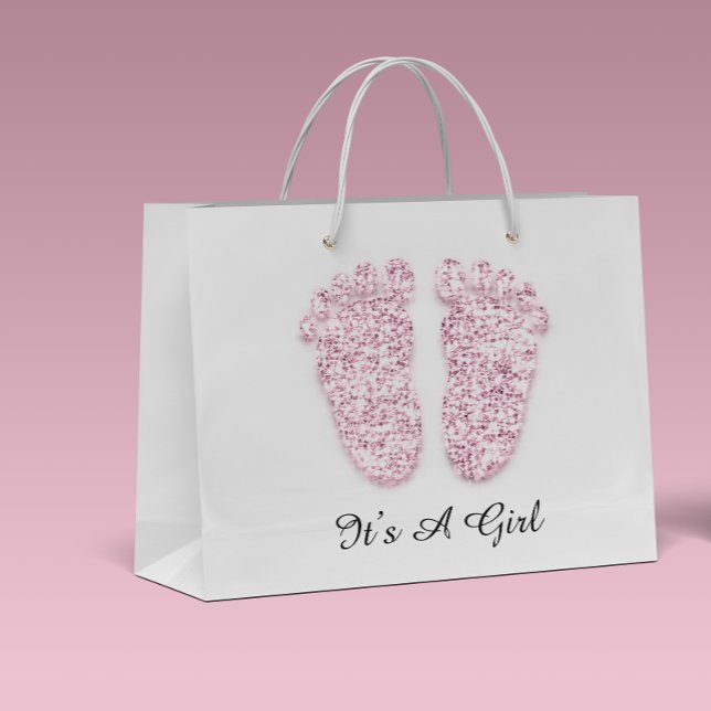 Bolsa De Regalo Grande Pies de Baby Shower es blanco rosado Chica (Subido por el creador)