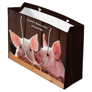 Bolsa De Regalo Grande Piglets rosados lindo foto animal cumpleaños