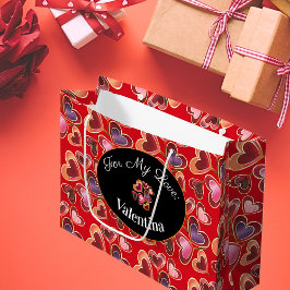 Bolsa De Regalo Grande Pila de Relieve metalizado de doble corazón Lollip