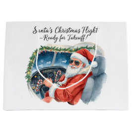 Bolsa De Regalo Grande Pilot Santa is Flying for Christmas in the Sky 