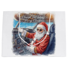 Bolsa De Regalo Grande Pilot Santa is Flying for Christmas in the Sky 