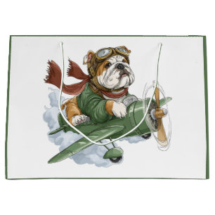 Bolsa De Regalo Grande Piloto de avión Bulldog Inglés