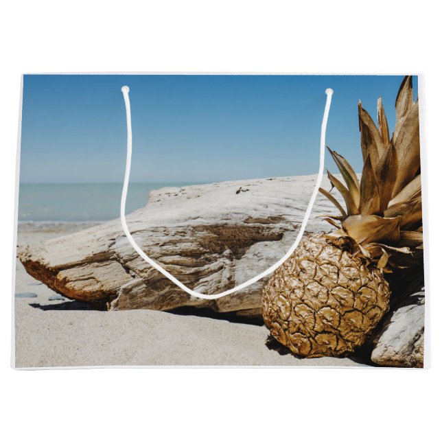 Bolsa De Regalo Grande Piña dorada en la playa (Anverso)