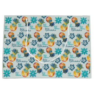Bolsa De Regalo Grande Piña hawaiana e Hibiscus Mele Kalikimaka 2
