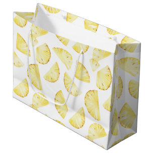Bolsa De Regalo Grande Piñas Cumpleaños Amarillas Tropicales