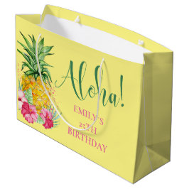 Bolsa De Regalo Grande Pineapple Tropical Aloha Fiesta Hawaii Cumpleaños