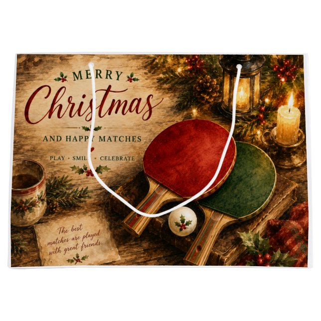 Bolsa De Regalo Grande Ping pong temática de Navidad  (Anverso)