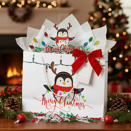 Bolsa De Regalo Grande pingüino de Navidad  