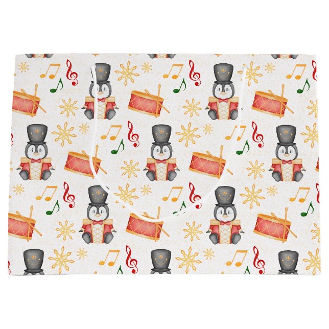 Bolsa De Regalo Grande Pingüino Nácrago de los Navidades rojos curados