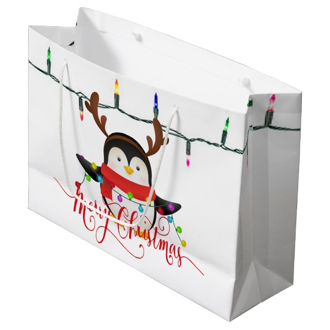 Bolsa De Regalo Grande Pingüino navidad (Angulo Anverso)