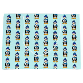 Bolsa De Regalo Grande Pingüino sostiene un dique en Hanukkah