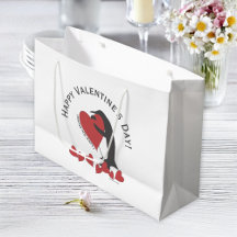 Pingüino y Corazón Rojo Feliz Día de San Valentín