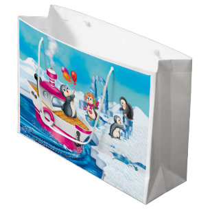 Bolsa De Regalo Grande pingüinos en la Antártida