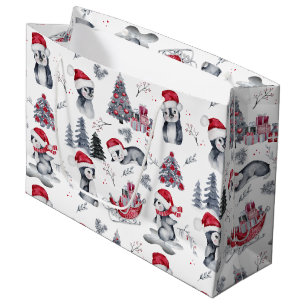 Bolsa De Regalo Grande Pingüinos en Santa Hats Patrón de escena de invi