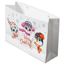 Bolsa De Regalo Grande Pingüinos navidades