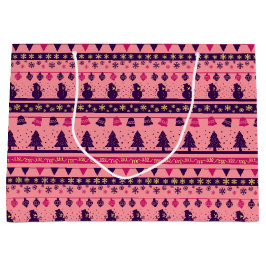 Bolsa De Regalo Grande Pink and Purple Festive Holiday Cheer
