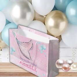 Bolsa De Regalo Grande Pink and purple watercolor mermaid tail favors