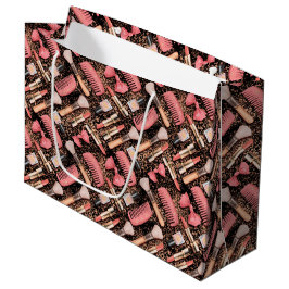 Bolsa De Regalo Grande Pink Cosmetics Pattern Glitter 