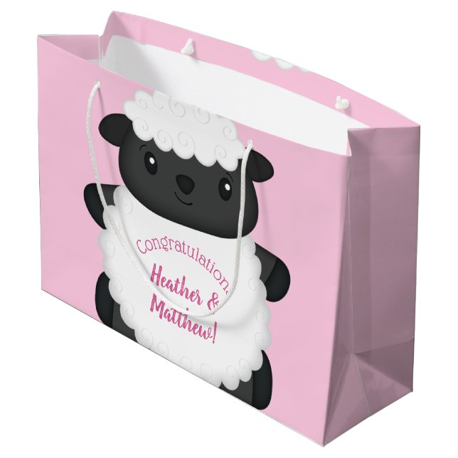 Bolsa De Regalo Grande Pink de Baby Shower de ovejas (Angulo reverso)