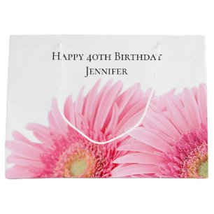 Bolsa De Regalo Grande Pink Gerbera Daisies Elegante Fotografía Cumpleaño