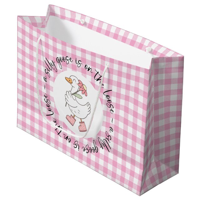 Bolsa De Regalo Grande Pink Gingham Silly Goose (Angulo Anverso)