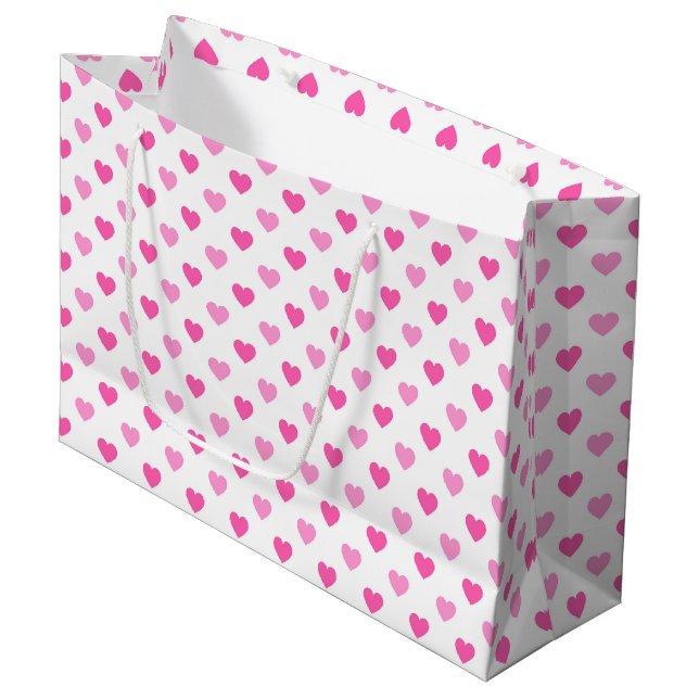 Bolsa De Regalo Grande Pink Heart Breast Cancer Awareness Pattern (Angulo Anverso)
