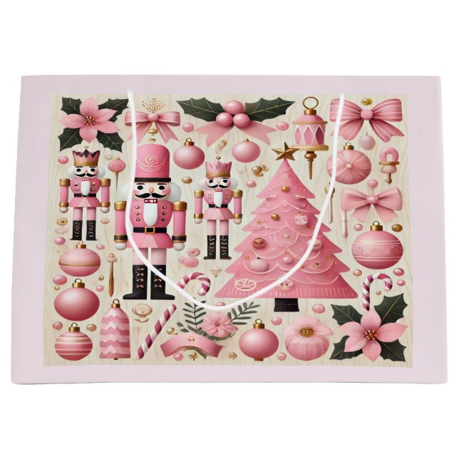 Bolsa De Regalo Grande Pink Nutcracker Christmas Tree Gift Bag (Anverso)