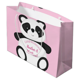 Bolsa De Regalo Grande Pink Panda Bear Baby Shower