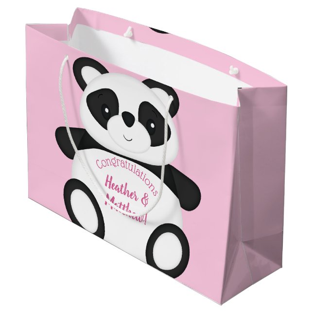Bolsa De Regalo Grande Pink Panda Bear Baby Shower (Angulo reverso)