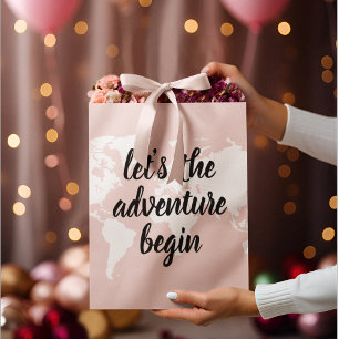Bolsa De Regalo Grande Pink positivo vamos al mapa mundial de aventuras