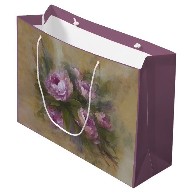 Bolsa De Regalo Grande Pink / Purple Roses Large (Angulo Anverso)