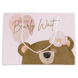 Bolsa De Regalo Grande Pink Teddy Podemos Bear Esperar Chica Baby Shower