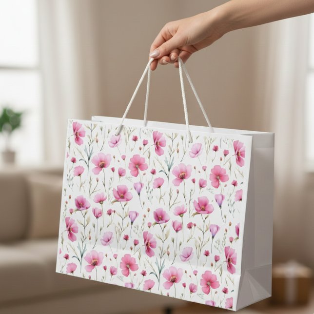 Bolsa De Regalo Grande Pink Watercolor Wildflower  (Subido por el creador)