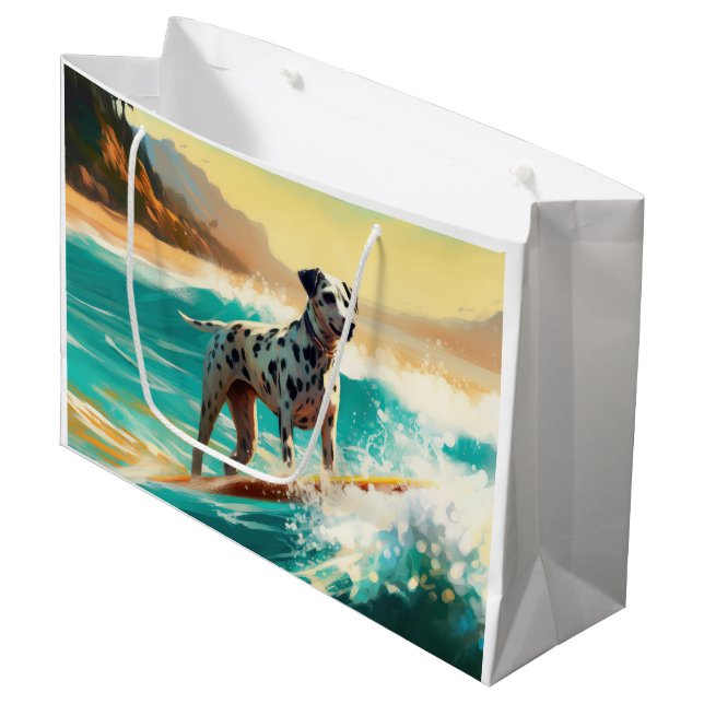 Bolsa De Regalo Grande Pintado de Dalmation Beach Surfing (Angulo Anverso)