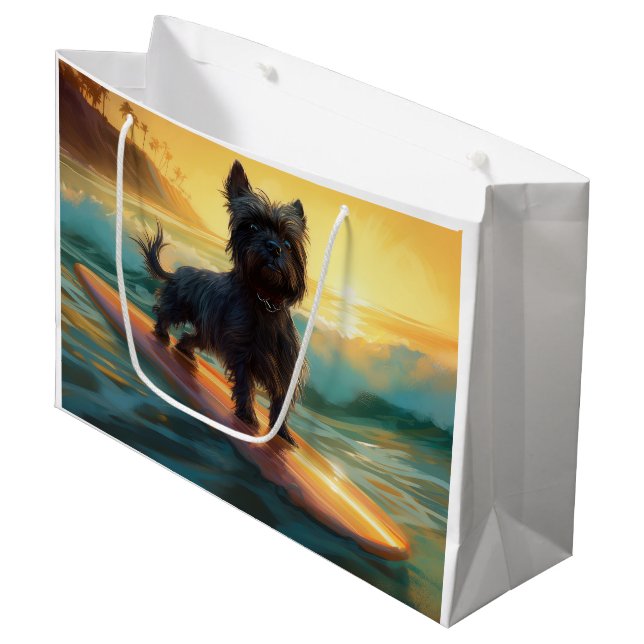 Bolsa De Regalo Grande Pintado de surf Affenpinscher Beach (Angulo Anverso)
