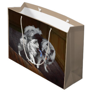 Bolsa De Regalo Grande Pintado Keeshond Playtime - Arte Perro Original.