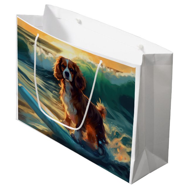 Bolsa De Regalo Grande Pintura Cavalier King Beach para surf (Angulo Anverso)