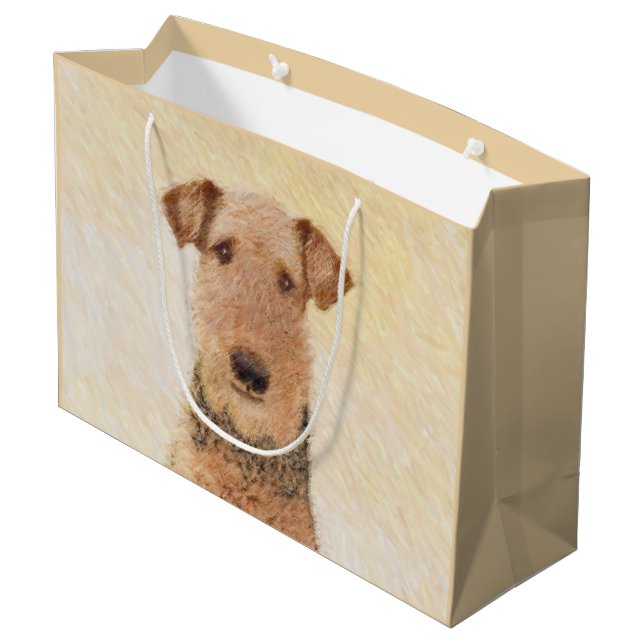 Bolsa De Regalo Grande Pintura de Airedale Terrier - Arte original y boni (Angulo reverso)